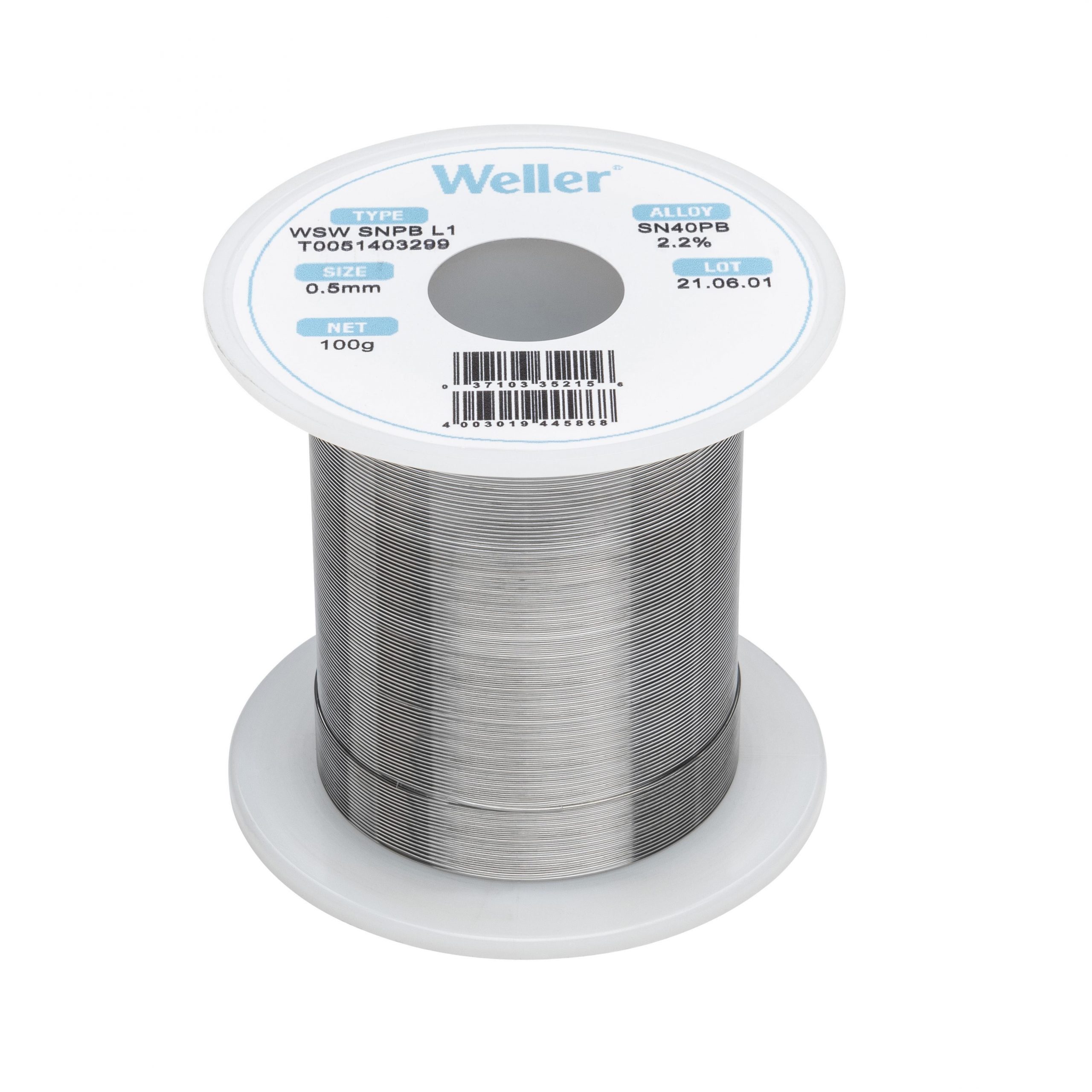 Weller T0051403299 Solder WSW SnPb L1, 0.5mm, 100g Soldering Wire Image