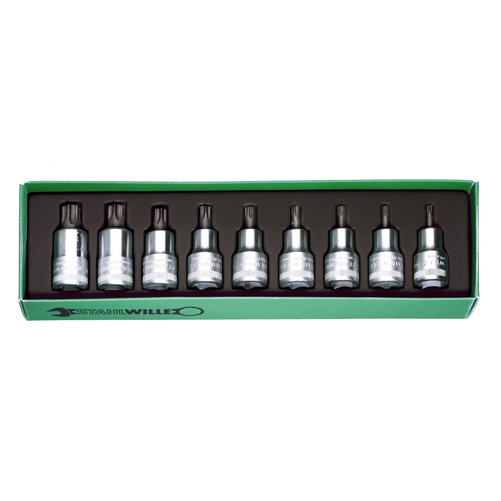 Stahlwille 93061004 Type 54 TX/9 1/2” Square Drive TORX Socket Bit Set 9 Piece – Made in Germany Image