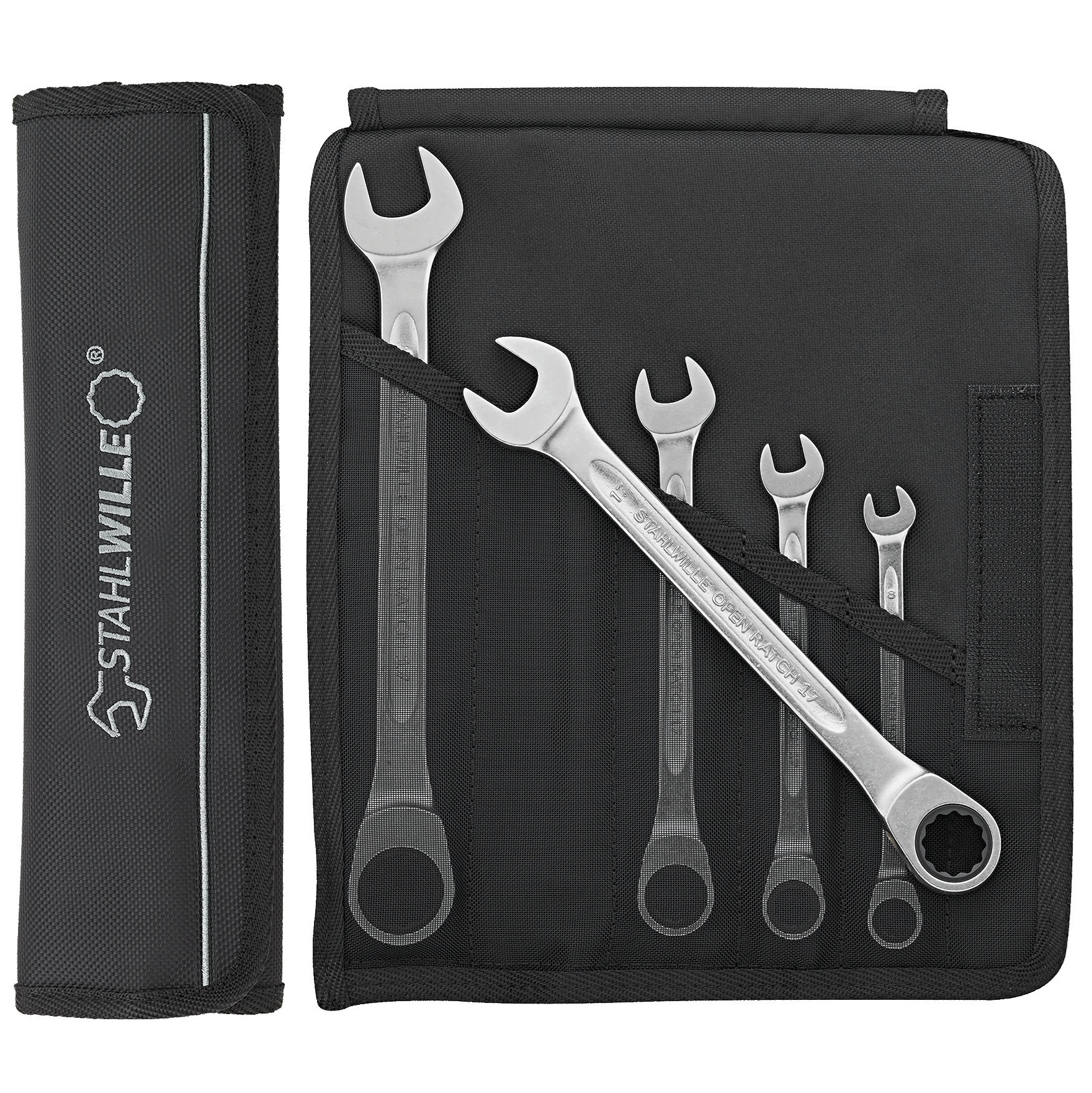 Stahlwille 96401705 Type 17F/5 72 Teeth Combination Open Box, Ratcheting Ring Spanner Set 5 Piece Metric – Made in Germany Image