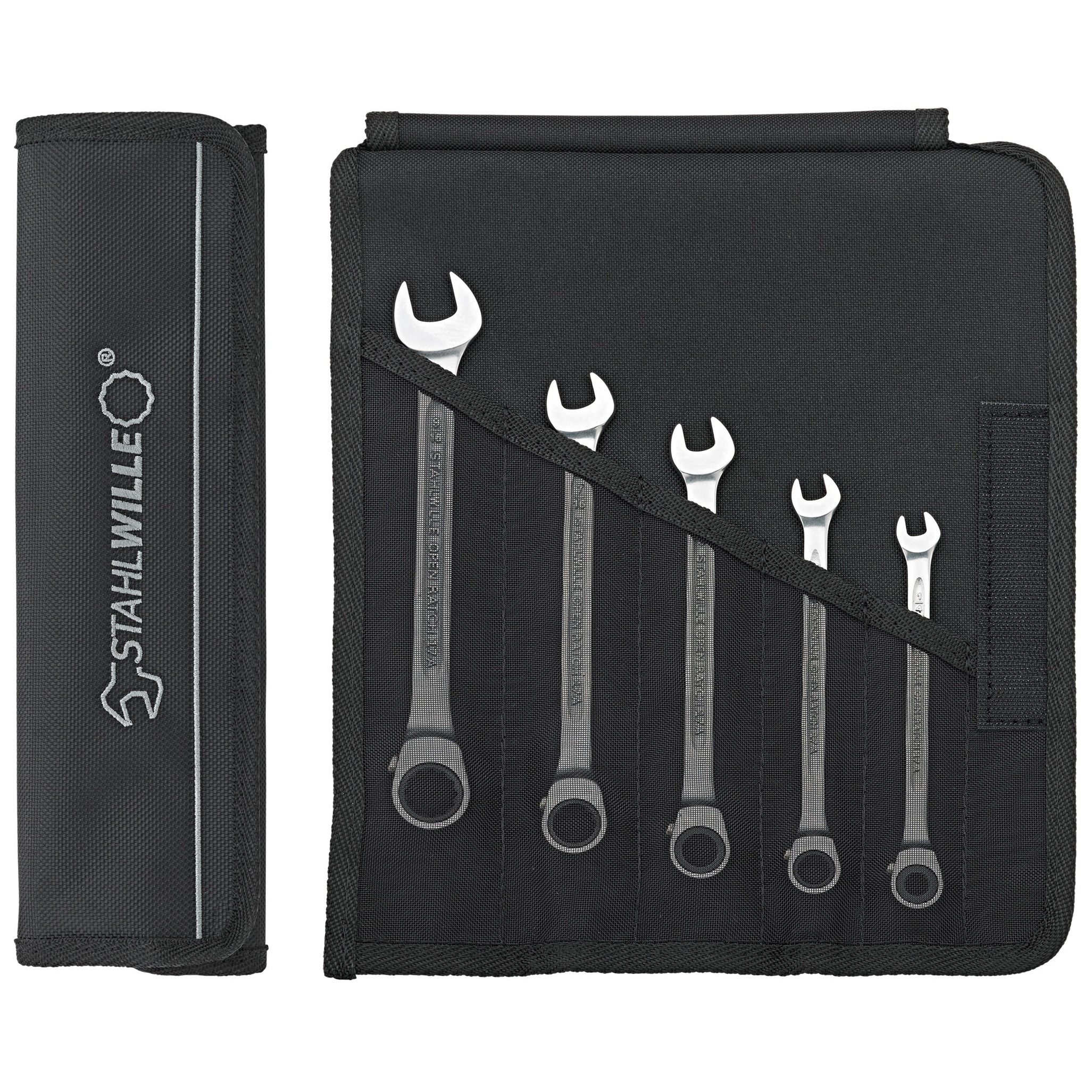 Stahlwille 96411705 Type 17/5 72 Teeth Reversible Combination Open Box, Ratcheting Ring Spanner Set 5 Piece Metric – Made in Germany Image