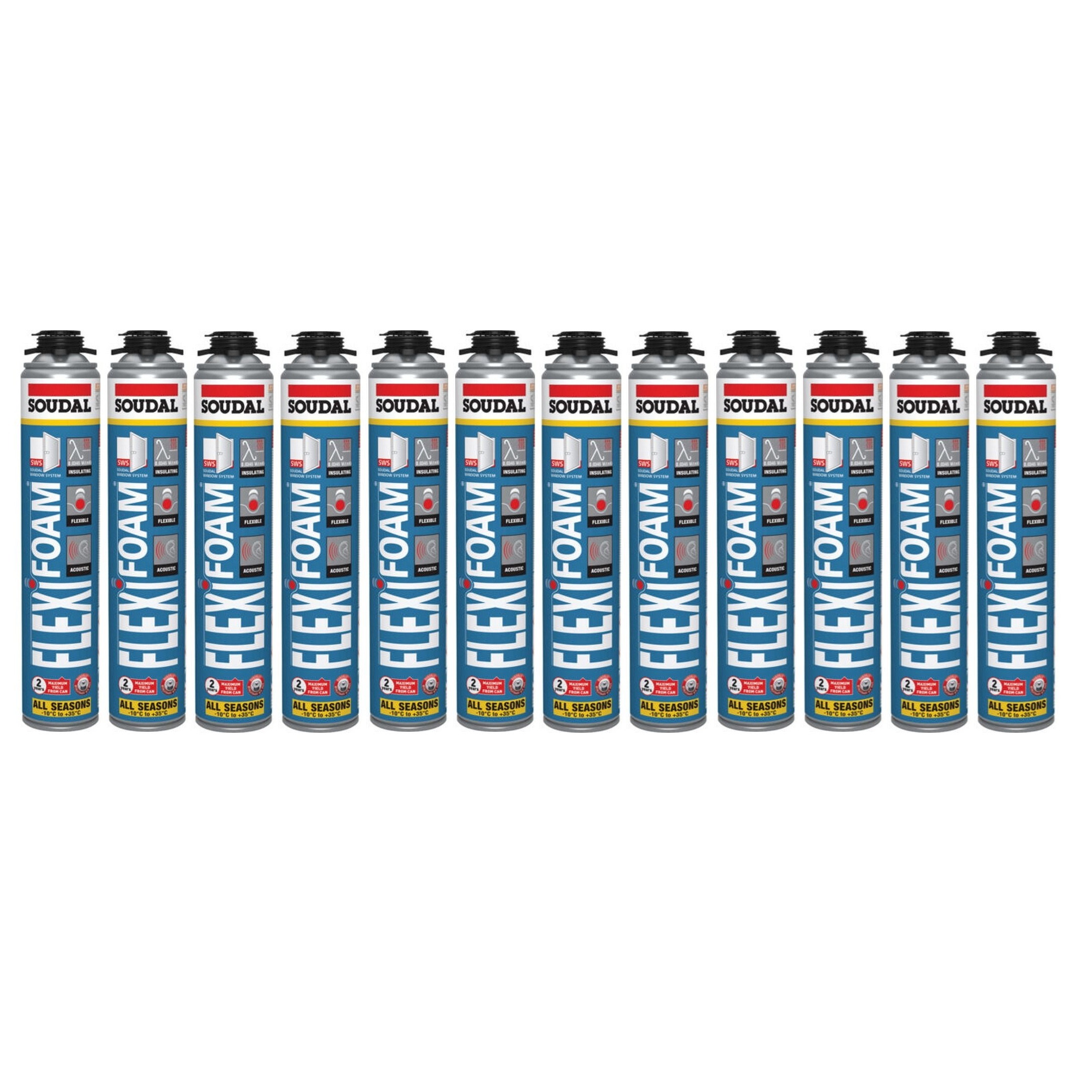 Soudal 117472 Gun Grade Gap Filling Flexible Expanding Insulation Foam Blue 750ml 12 Pack (1 Box) 083745 Image