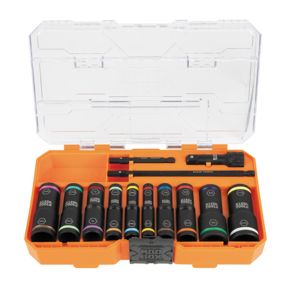 KLEIN Tools A-65239 KNECT™ Flip-20 Impact Socket Set, SAE and Metric, 13-Piece Image