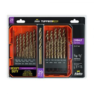 Alpha SI29COTP Cobalt Series Imperial Tuffbox Pro Drill Set 29 Piece