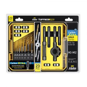 Alpha SM23DTDTP-B Drill, Tap & Die Metric Set M3–M12 Tuffbox Pro 23 Piece