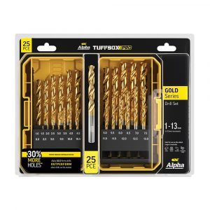Alpha SM25TP Gold Series Metric Tuffbox Pro Drill Set 25 Piece