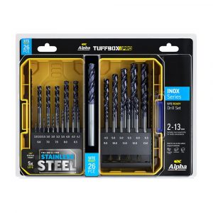 Alpha SM26SPTP INOX Stainless Plus Site Ready Metric Tuffbox Pro Drill Set 26 Piece