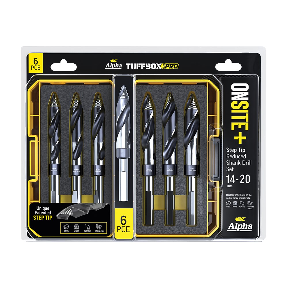 Alpha SM6STRTP-B ONSITE Plus Reduced Shank Tuffbox Pro Drill Set 6 Piece Image