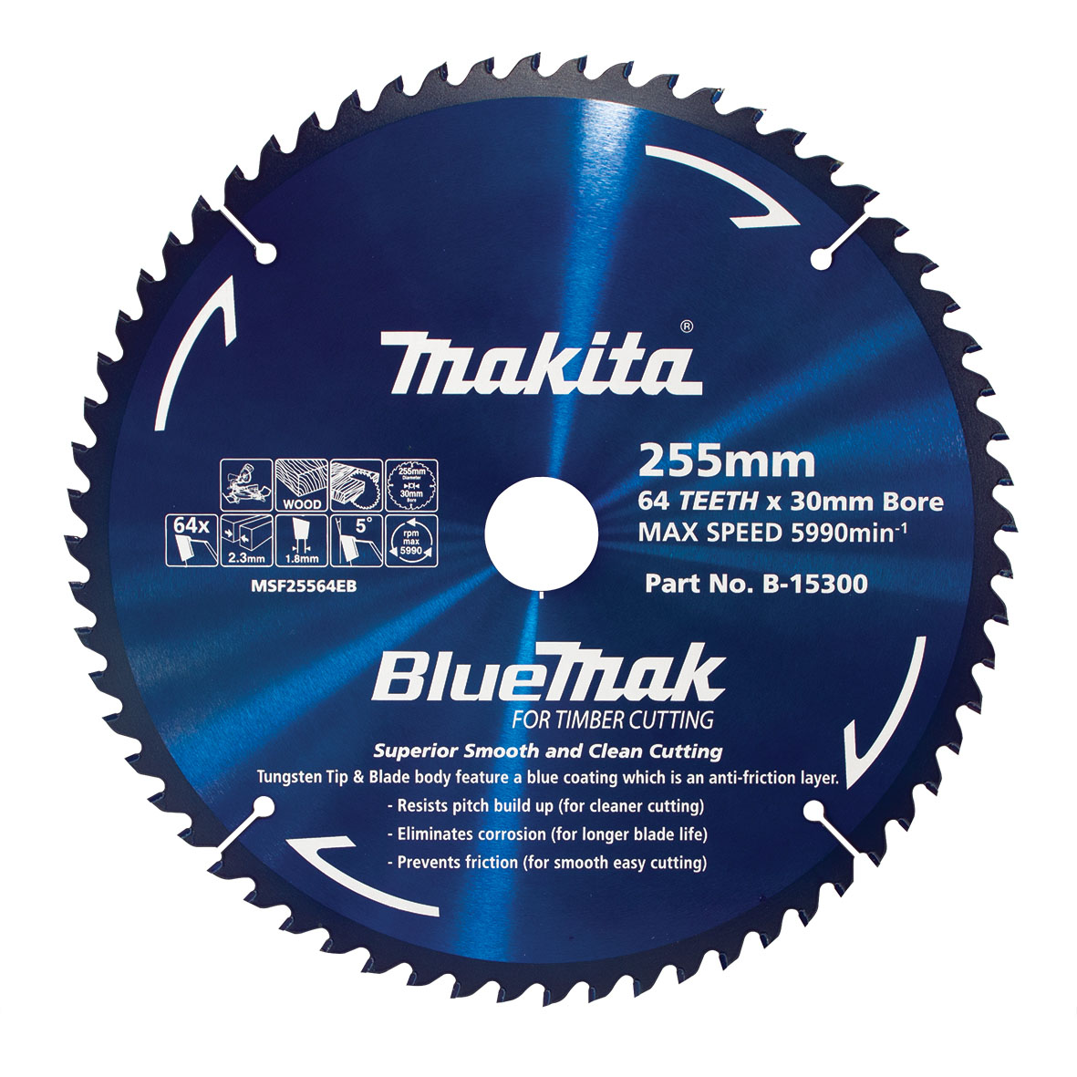 Makita B-15300 BlueMak TCT Saw Blade 255mm x 30mm x 64T Image