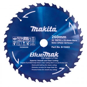 Makita B-15403 BlueMak TCT Saw Blade 260mm x 25.4mm x 36T