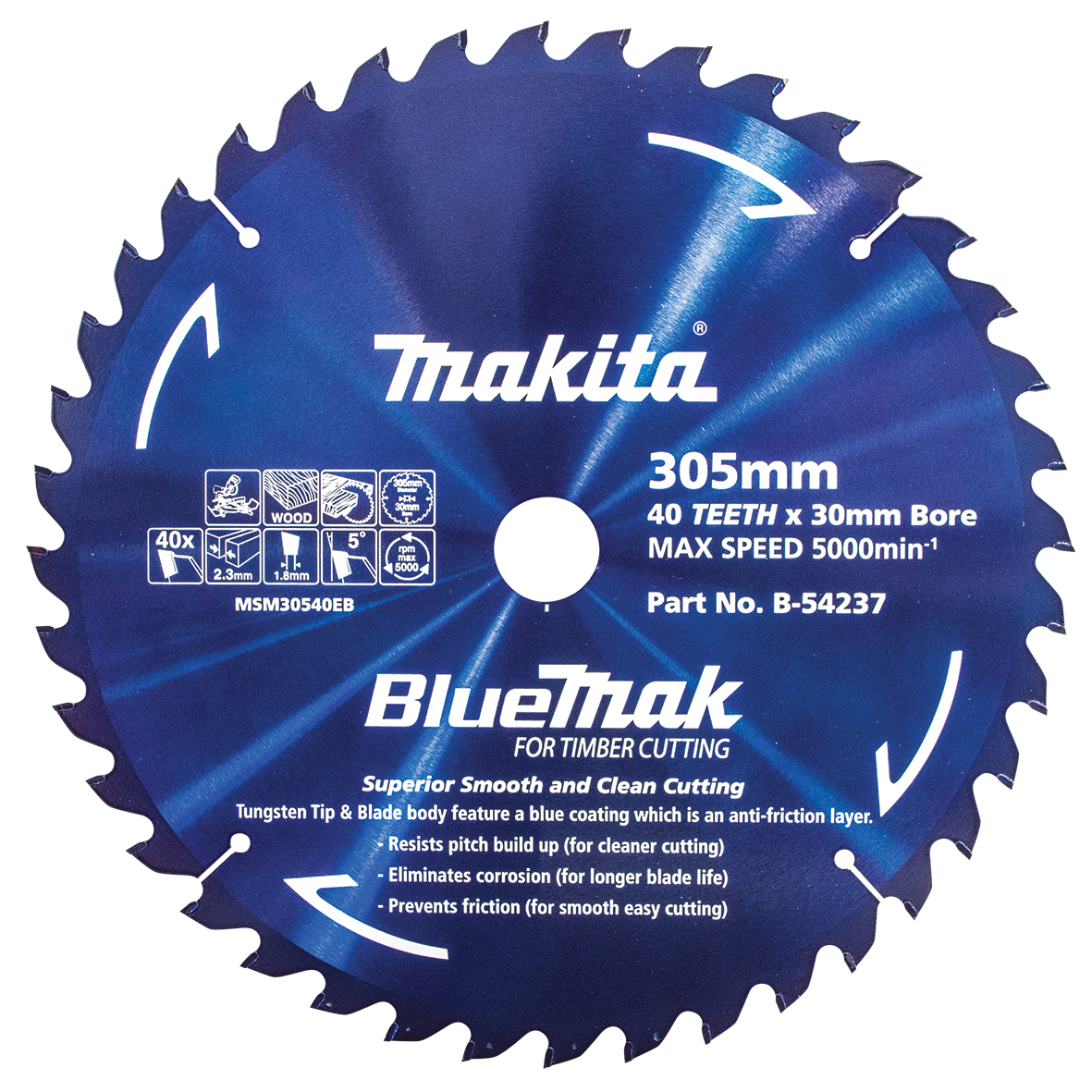 Makita B-15350 BlueMak TCT Saw Blade 305mm x 25.4mm x 60T Image