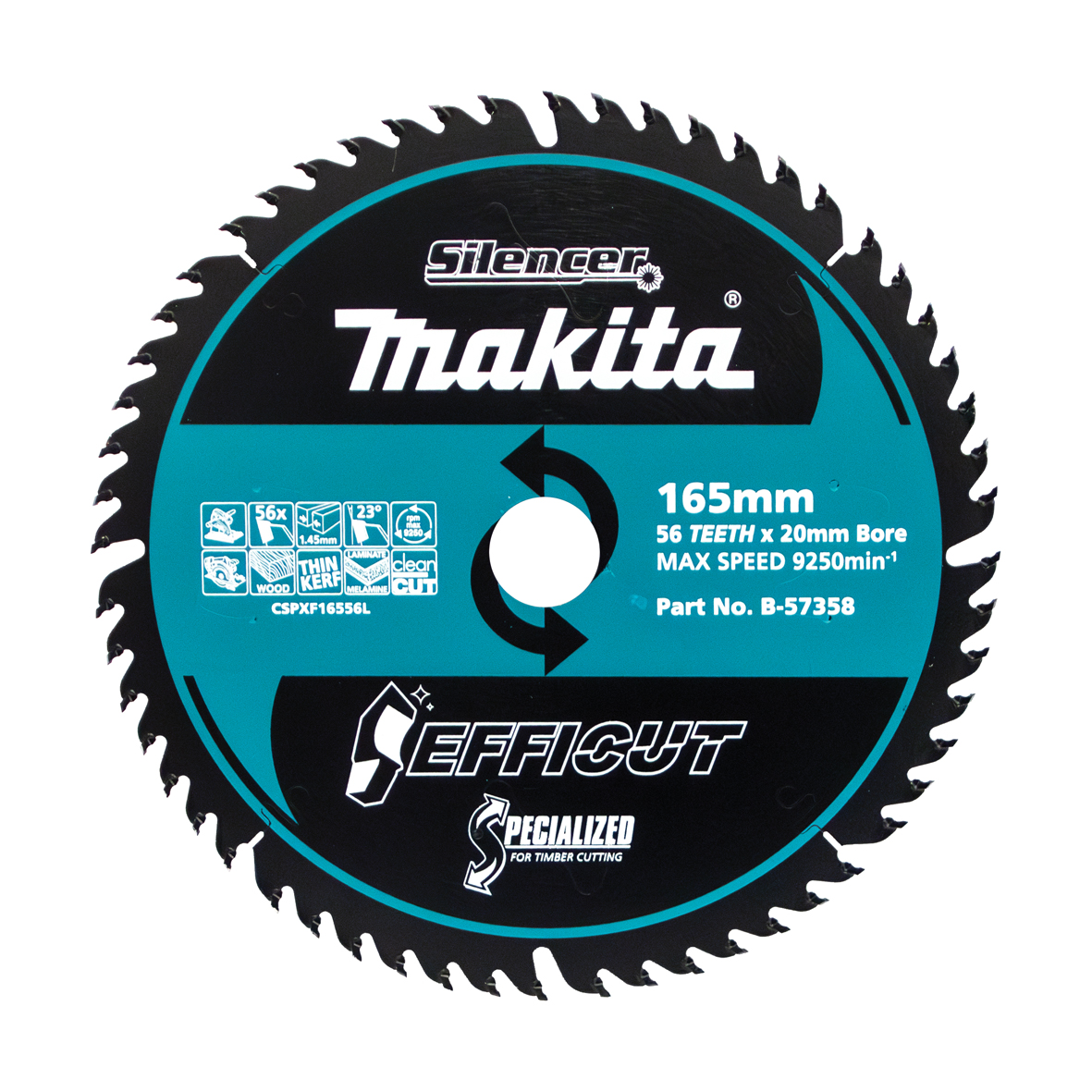 Makita B-57358 Efficut Wood TCT Saw Blade 165 mm × 20 mm × 56T Image