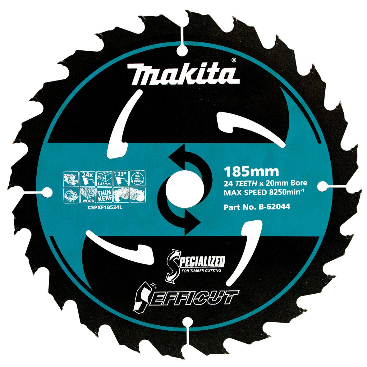Makita B-62044 Efficut Wood TCT Saw Blade 185mm × 20mm × 24T Image