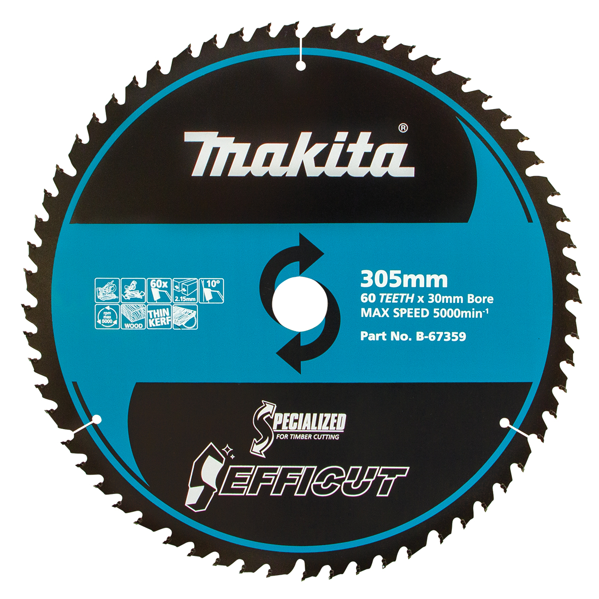 Makita B-67359 Efficut Wood TCT Saw Blade 305mm × 30mm × 60T Image