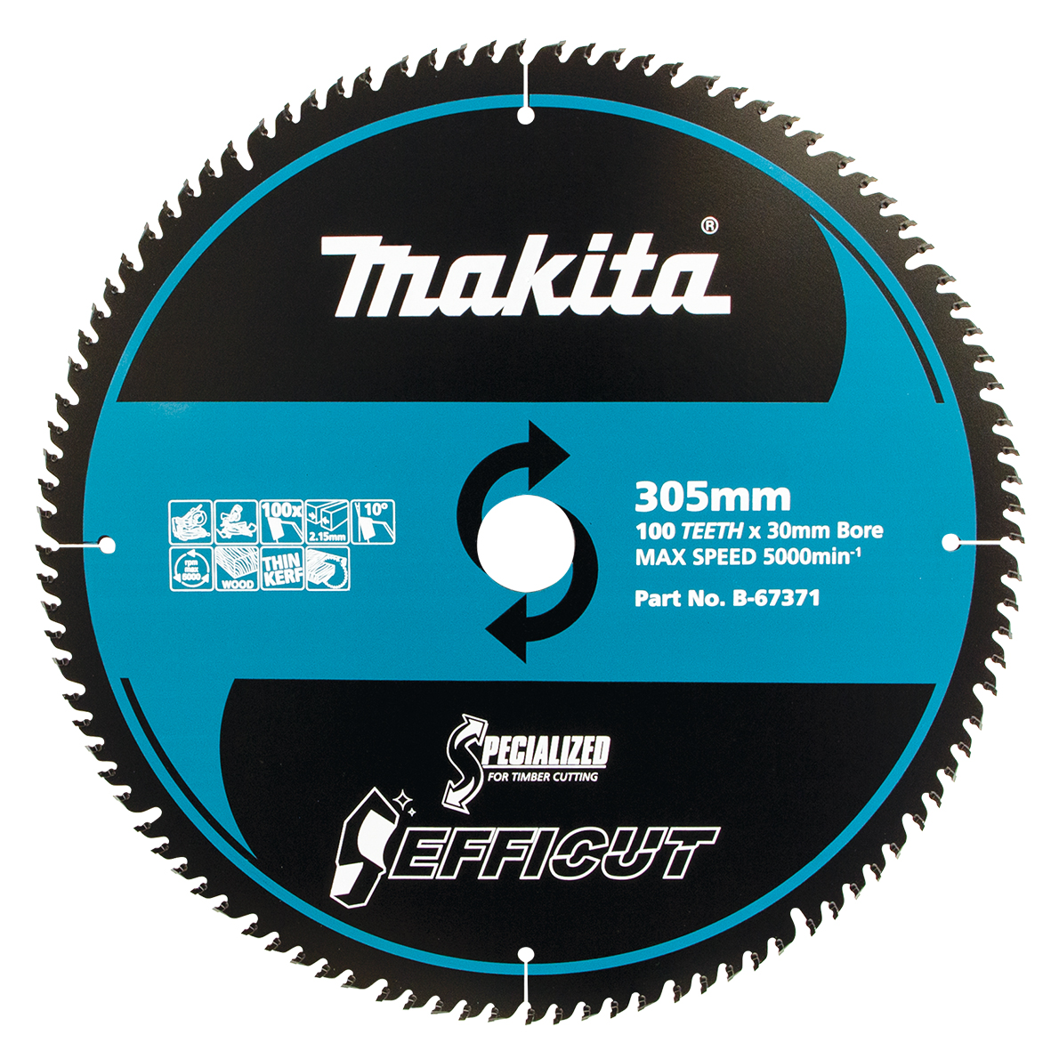 Makita B-67371 Efficut Wood TCT Saw Blade 305mm × 30/25.4mm × 100T Image