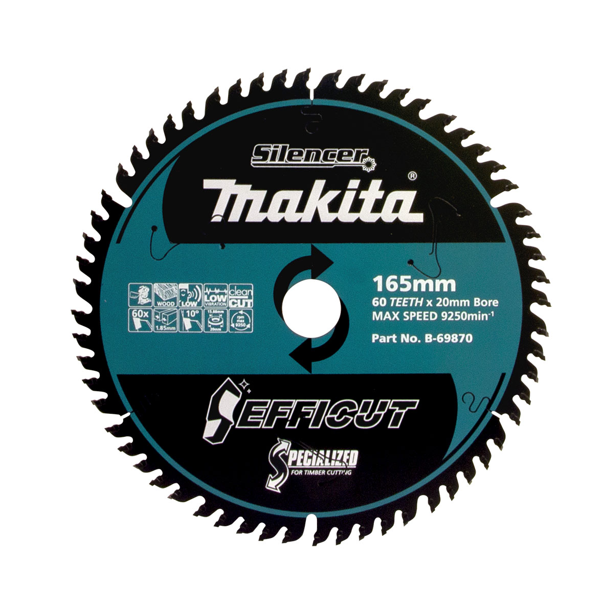 Makita B-69870 Efficut Wood TCT Saw Blade 165mm × 20mm × 60T Image