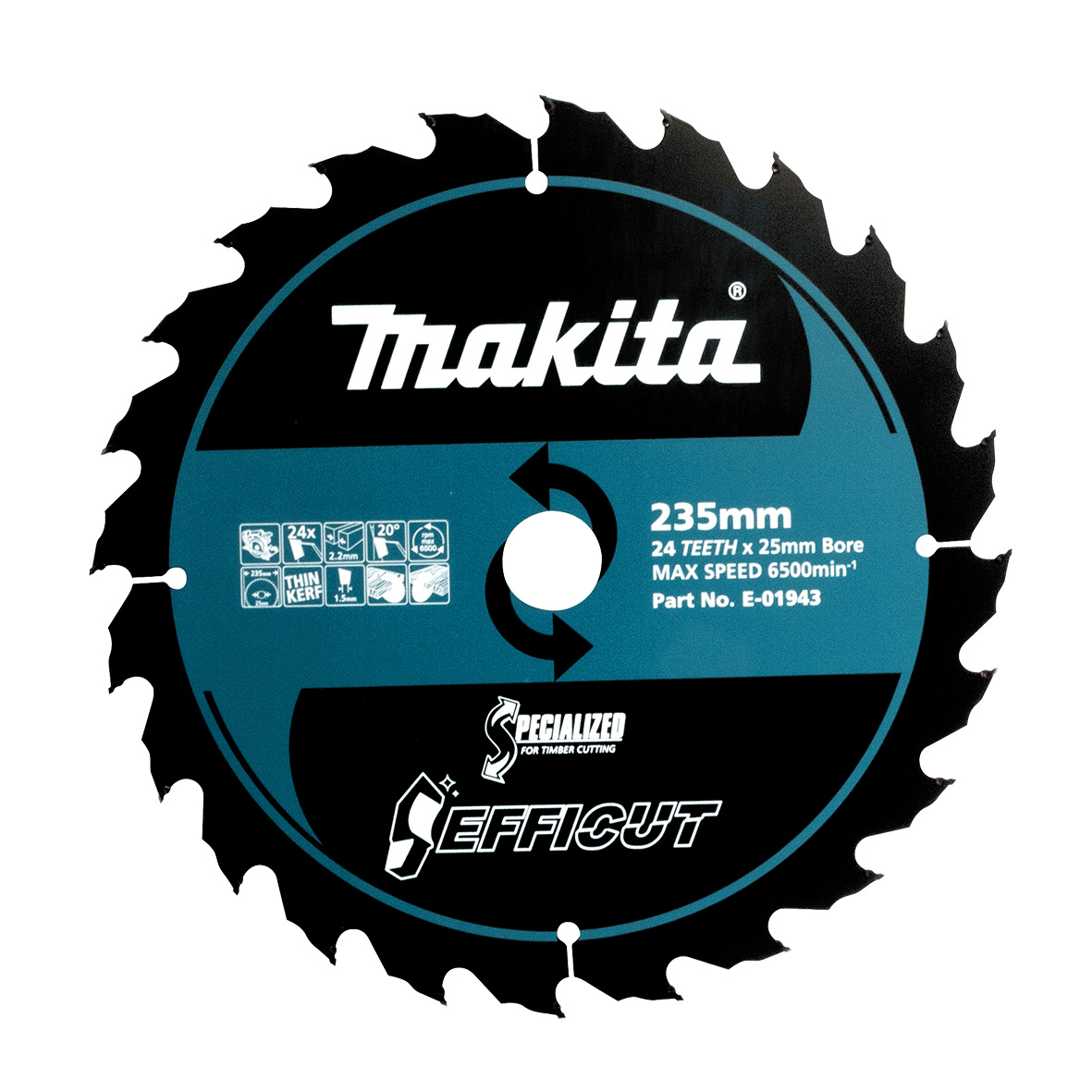Makita E-01943 Efficut Wood TCT Saw Blade 235mm × 25mm × 24T Image