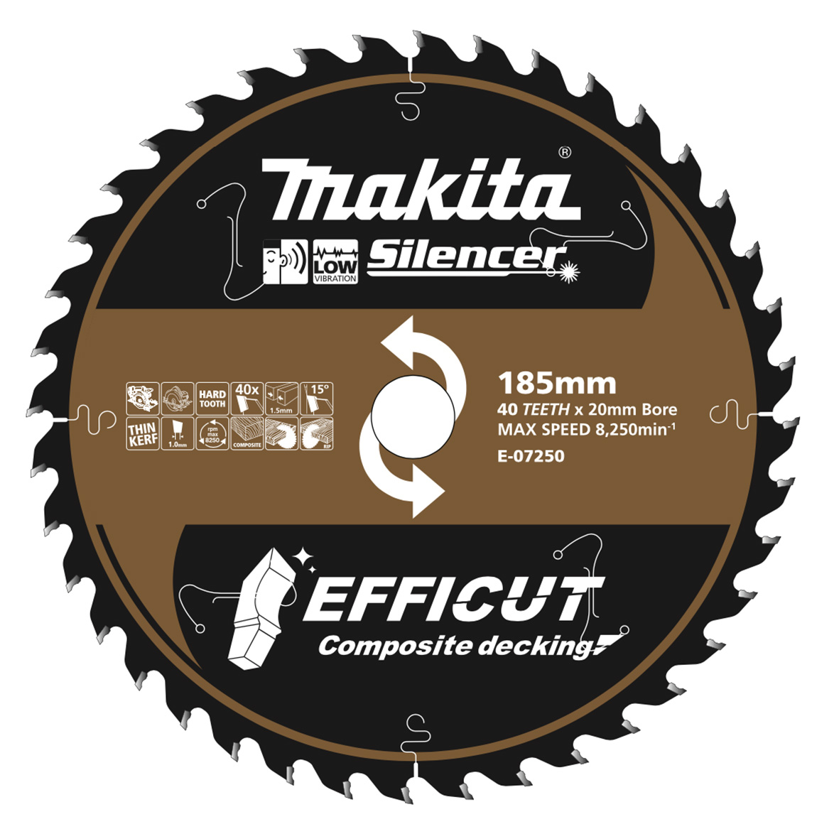 Makita E-07250 Efficut Composite Decking TCT Saw Blade 185mm × 20mm × 40T Image