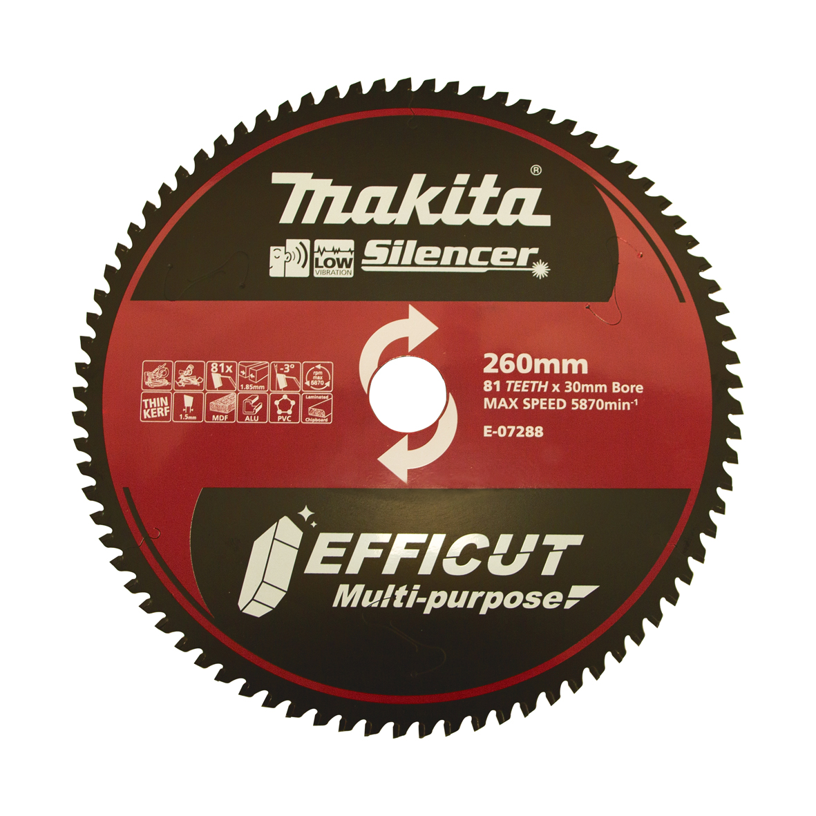Makita E-07288 Efficut Multi-Cut TCT Saw Blade 260mm × 30/25.4mm × 81T Image