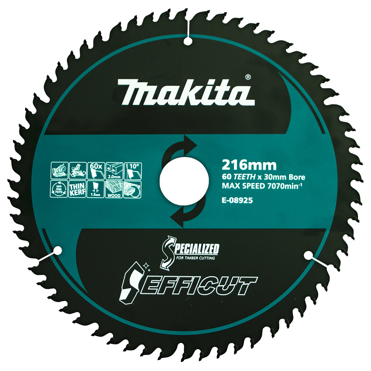 Makita E-08925 Efficut Wood TCT Saw Blade 216mm × 30mm × 60T Image