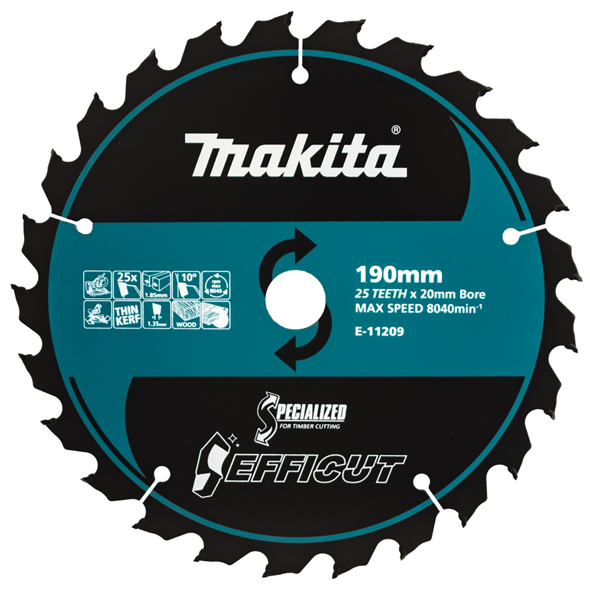 Makita E-11209 Efficut Wood TCT Saw Blade 190mm × 20mm × 25T Image