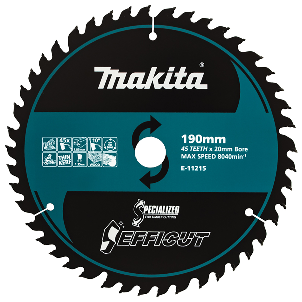 Makita E-11215 Efficut Wood TCT Saw Blade 190mm × 20mm × 45T Image