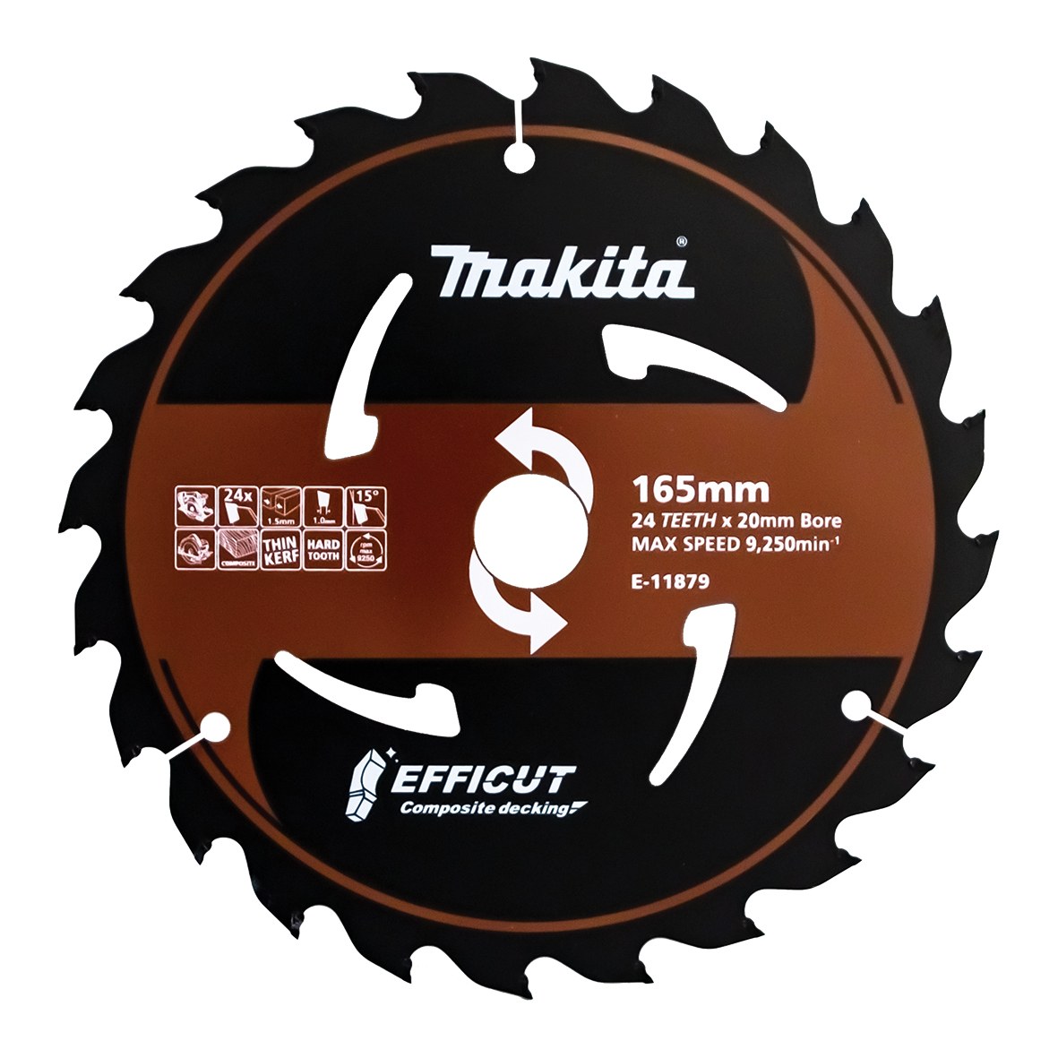 Makita E-11879 Efficut Composite Decking TCT Saw Blade 165mm × 20mm × 24T Image