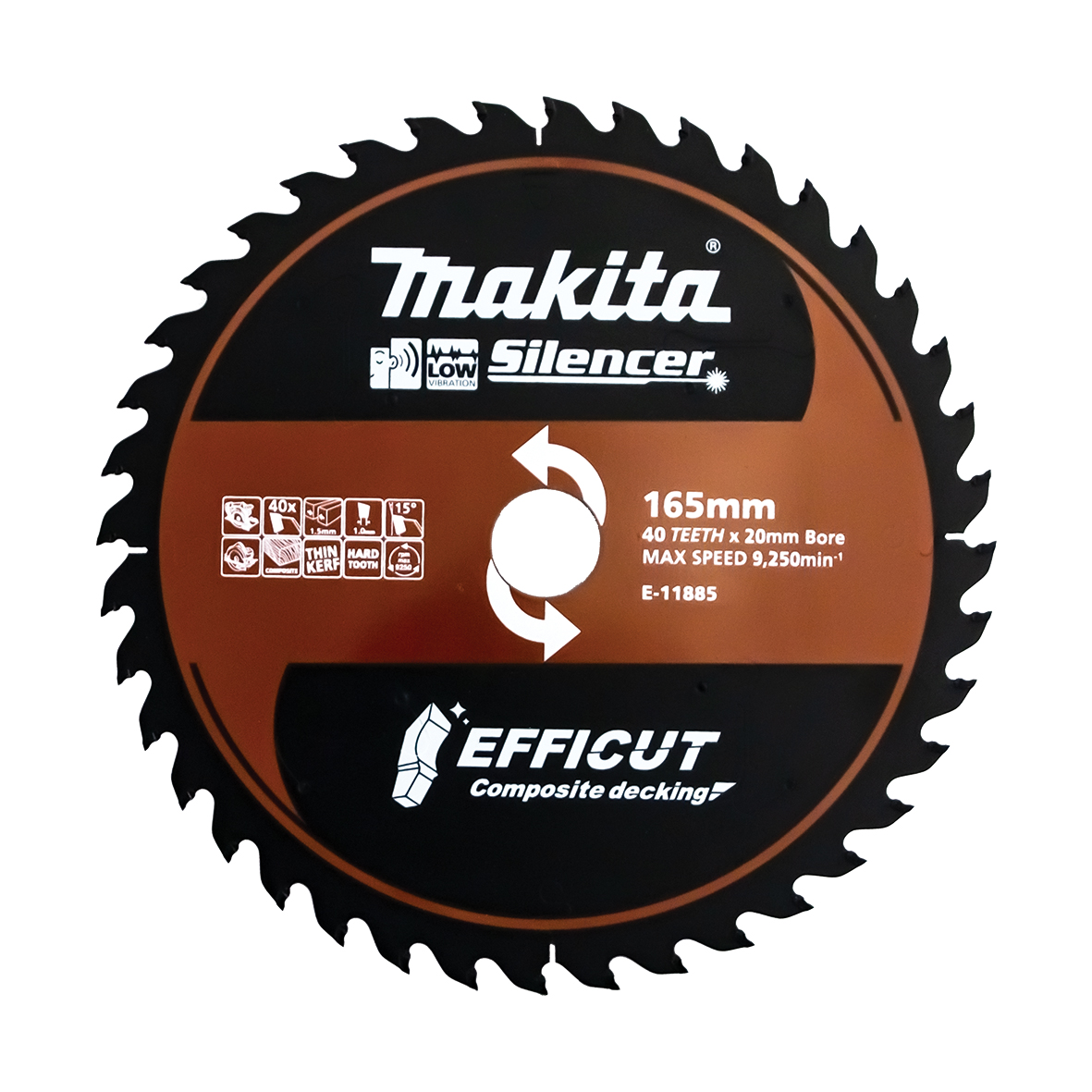 Makita E-11885 Efficut Composite Decking TCT Saw Blade 165mm × 20mm × 40T Image