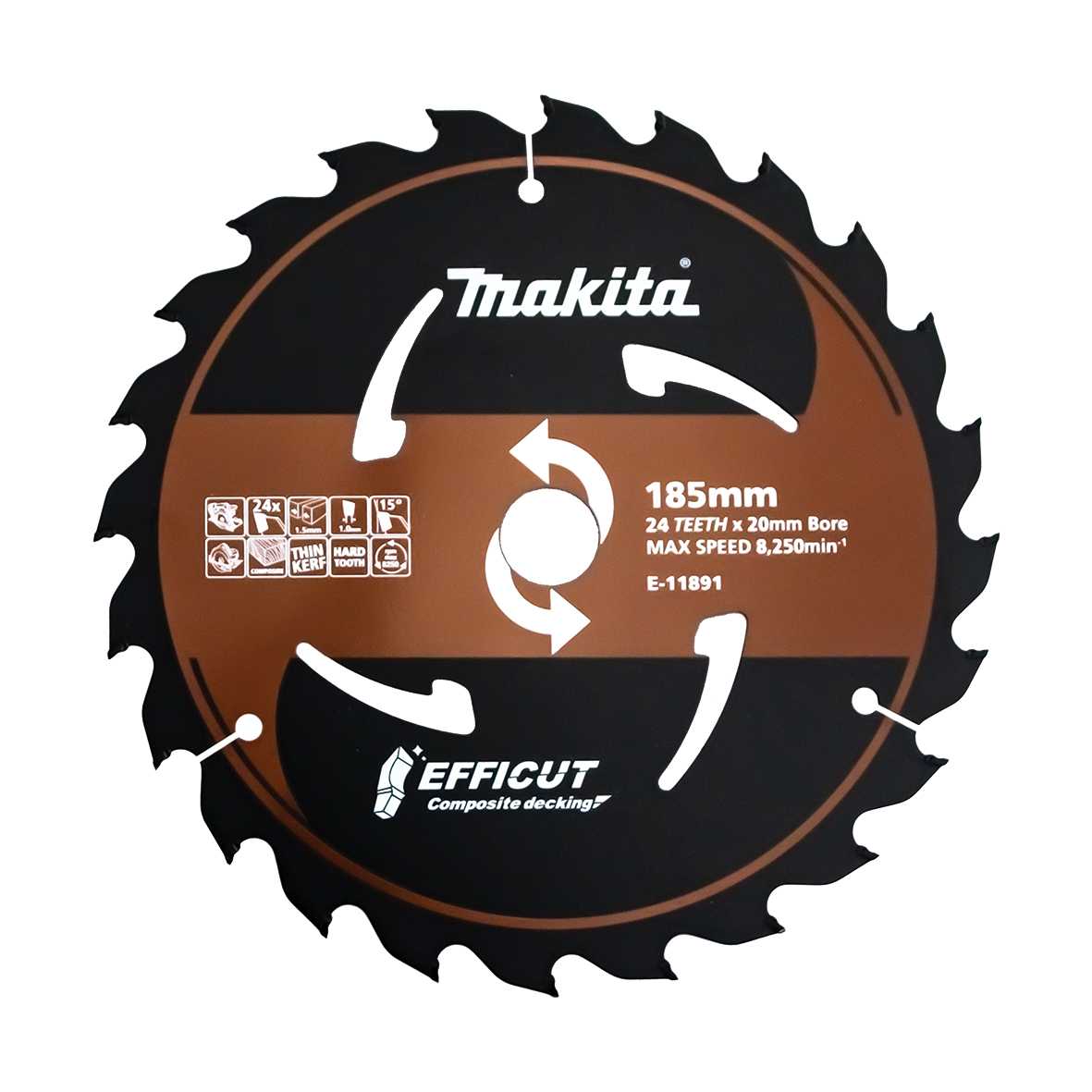 Makita E-11891 Efficut Composite Decking TCT Saw Blade 185mm × 20mm × 24T Image