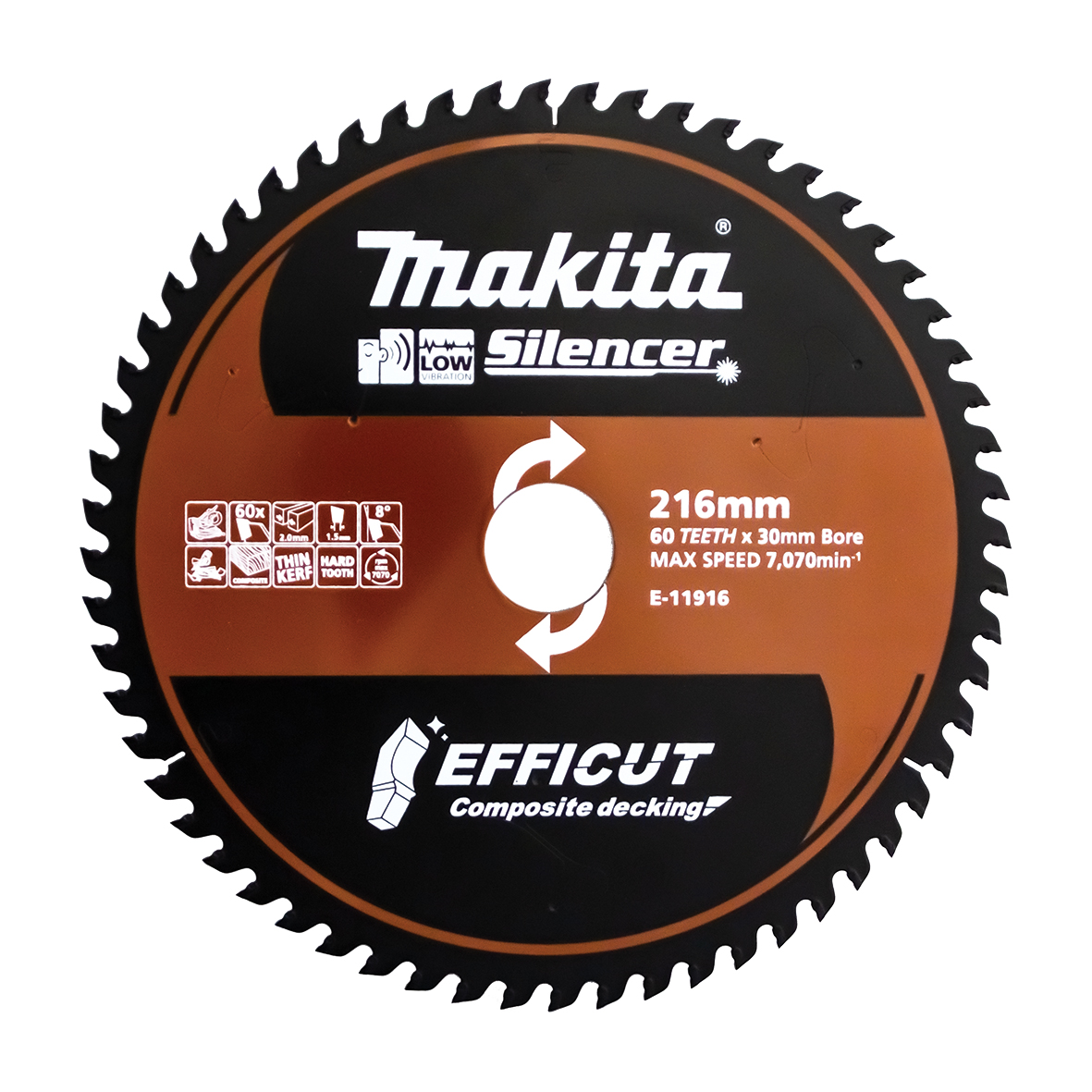 Makita E-11916 Efficut Composite Decking TCT Saw Blade 216mm × 30mm × 60T Image