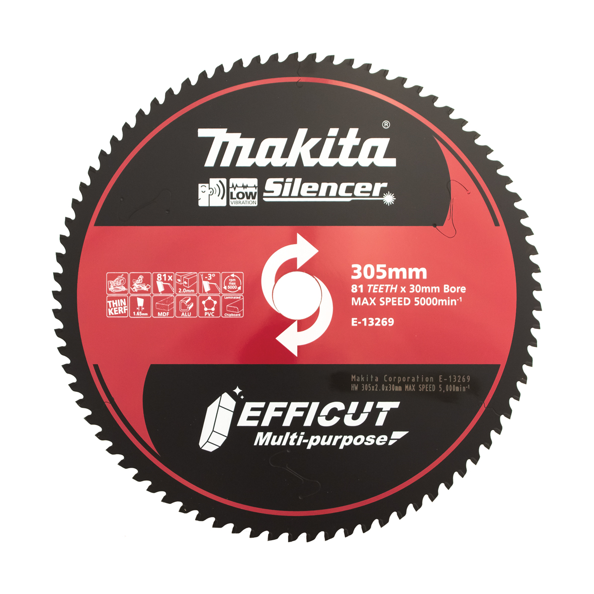 Makita E-13269 Efficut Multi-Cut TCT Saw Blade 305mm × 30/25.4mm × 81T Image