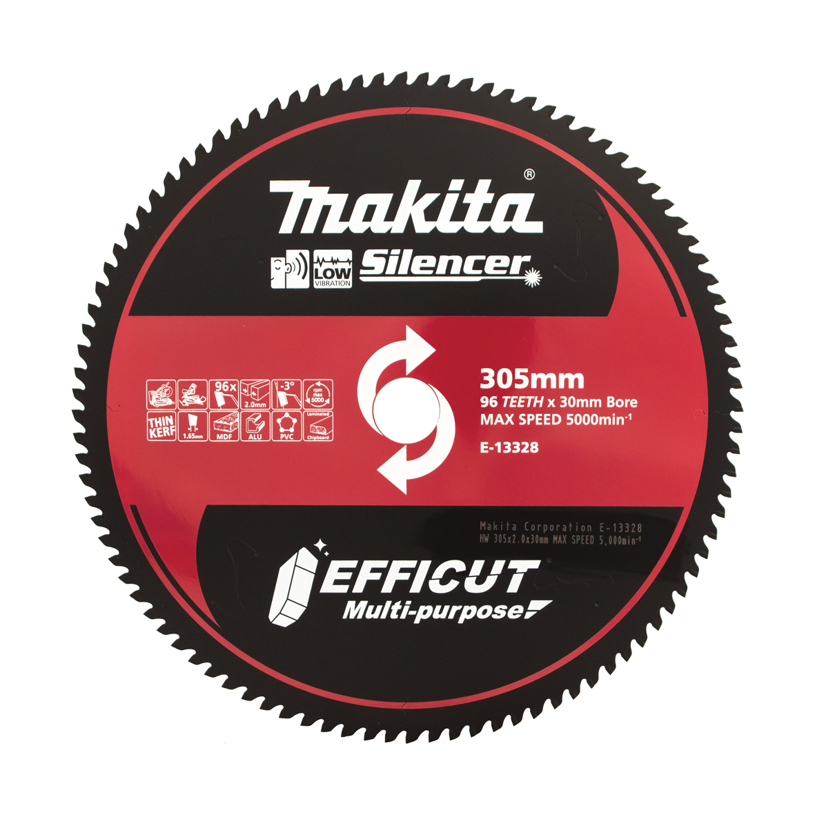 Makita E-13328 Efficut Multi-Cut TCT Saw Blade 305mm × 30/25.4mm × 96T Image