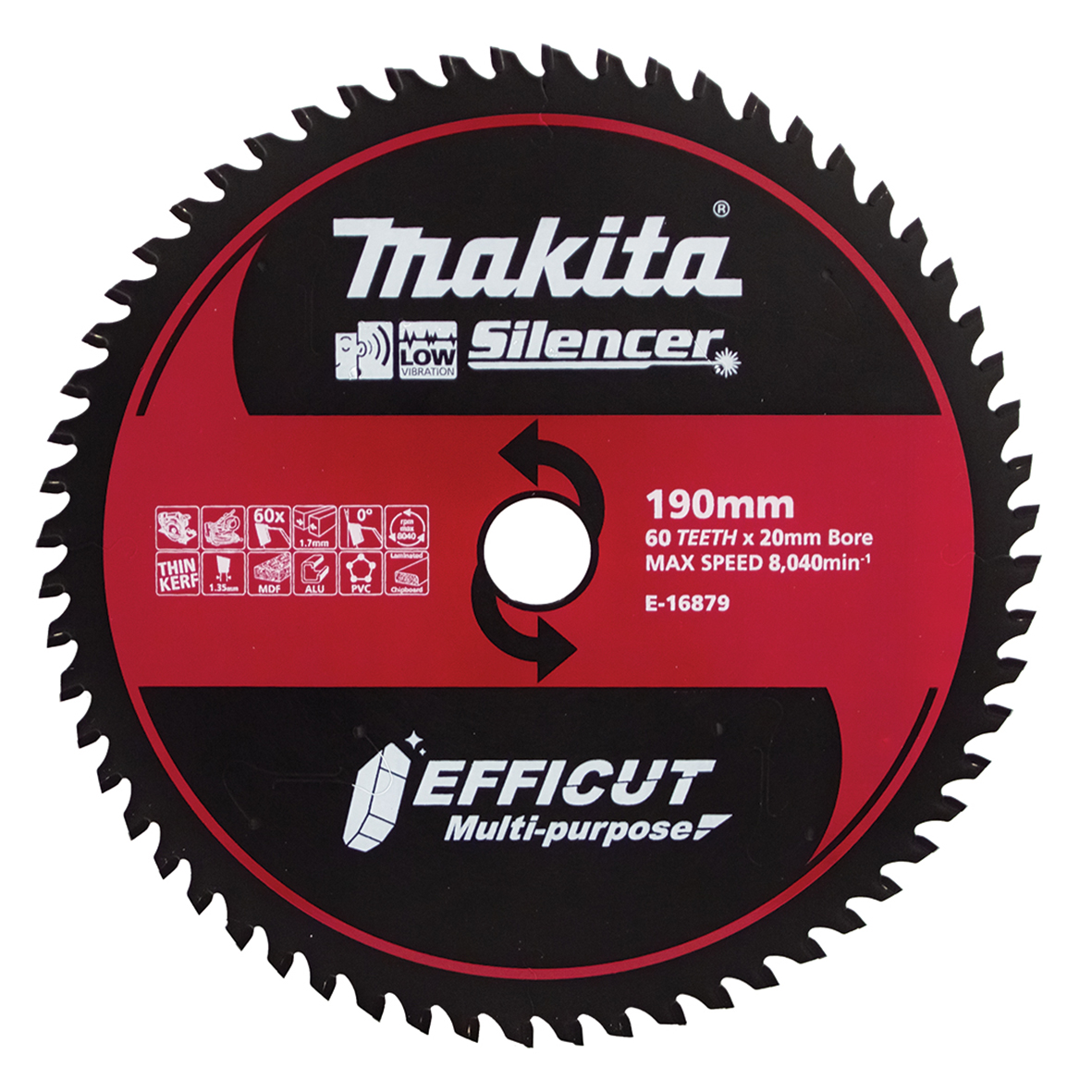 Makita E-16879 Efficut Multi-Cut TCT Saw Blade 190mm × 20mm × 60T Image
