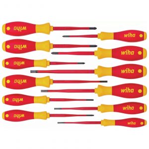 Wiha 41003 SoftFinish® Electric SlimFix, Electrician’s Screwdriver Set VDE 1000V 12 Piece - Made in Germany