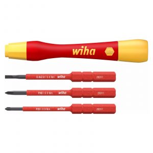 Wiha 43167 PicoFinish® slimVario® Electric, Fine Electrician’s Screwdriver Set VDE 1000V 4 Piece - Made in Germany