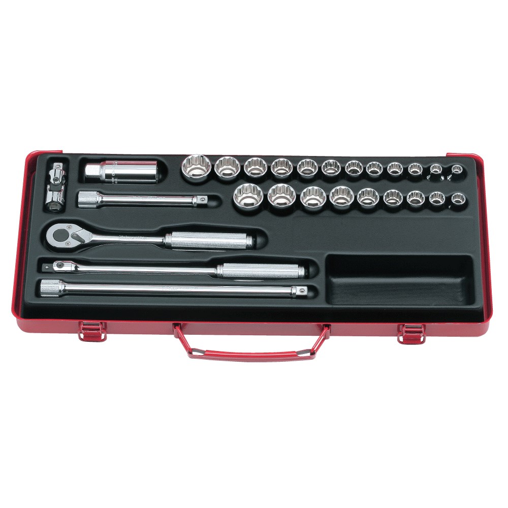 Koken 3206AM 3/8″ Square Drive Socket Set  12 Point 27 Piece Metric & SAE - Made in Japan Image