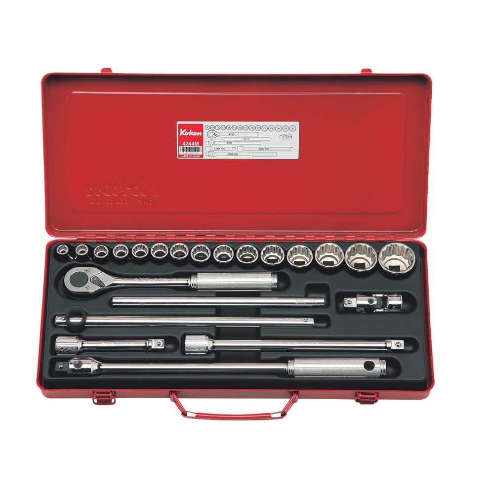 Koken 4244M 1/2″ Square Drive Socket Set 12 Point 22 Piece Metric – Made in Japan Image
