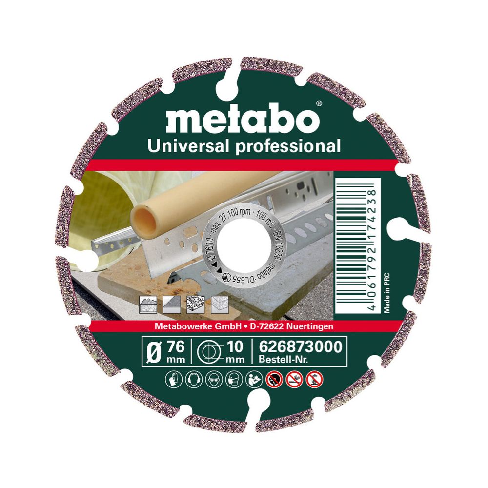 Metabo 626873000 Diamond Cutting Disc UP Universal 76mm x 10mm – Professional Image