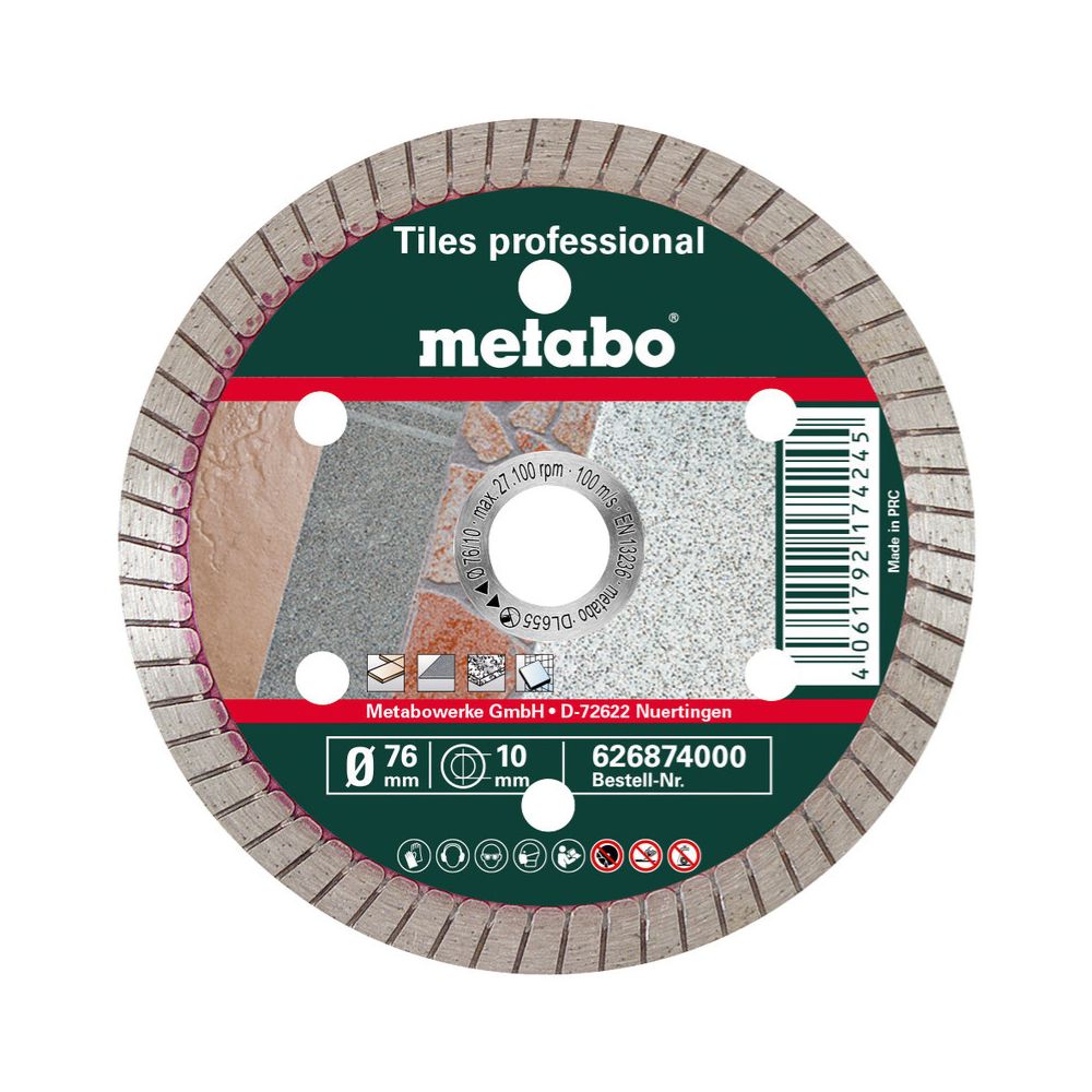 Metabo 626874000 Diamond Cutting Disc TP Tiles Professional 76mm x 10mm Image