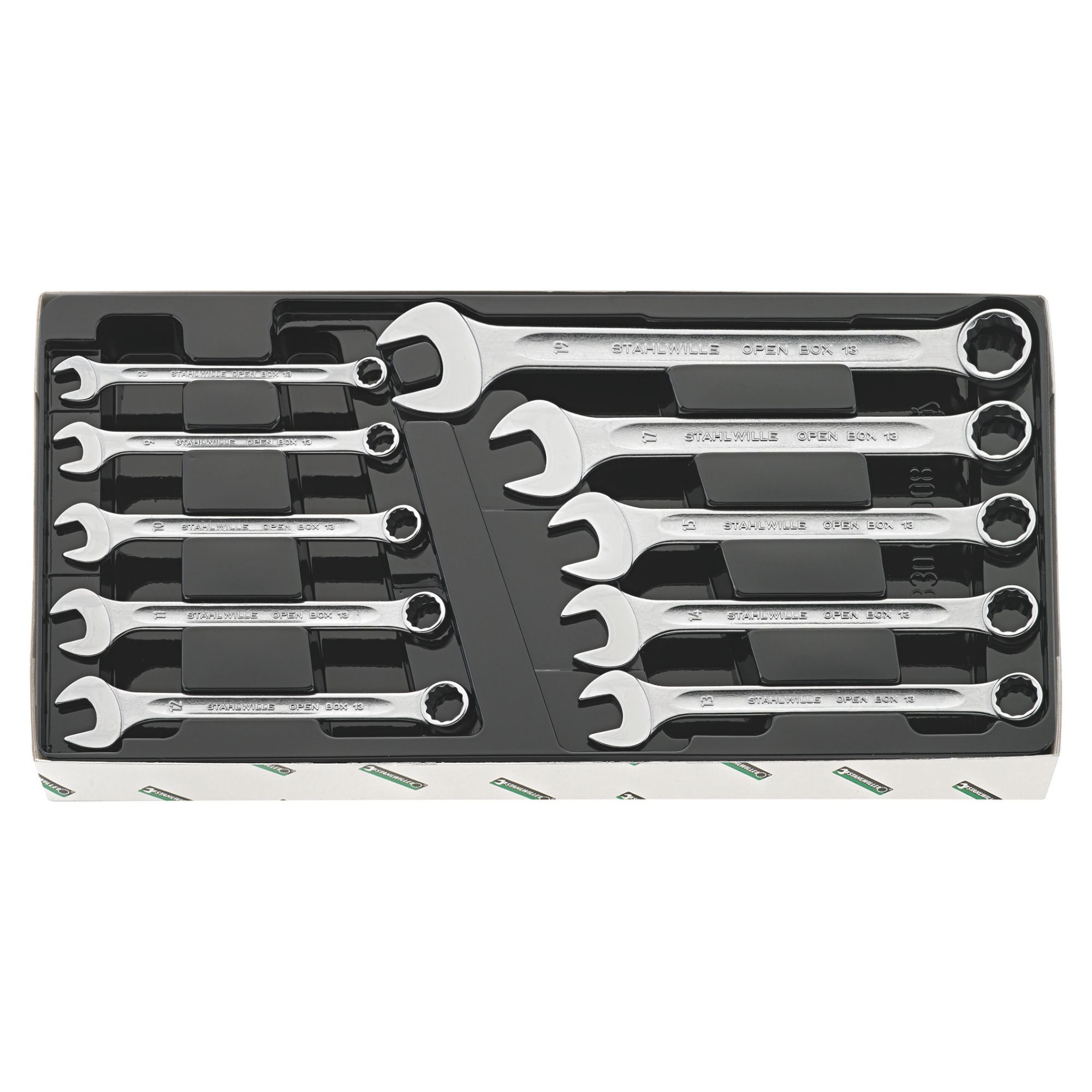 Stahlwille 96400808 Type OPEN BOX 13/10KT 8-19mm Combination Ring Spanner Set 10 Piece Metric – Made in Germany Image