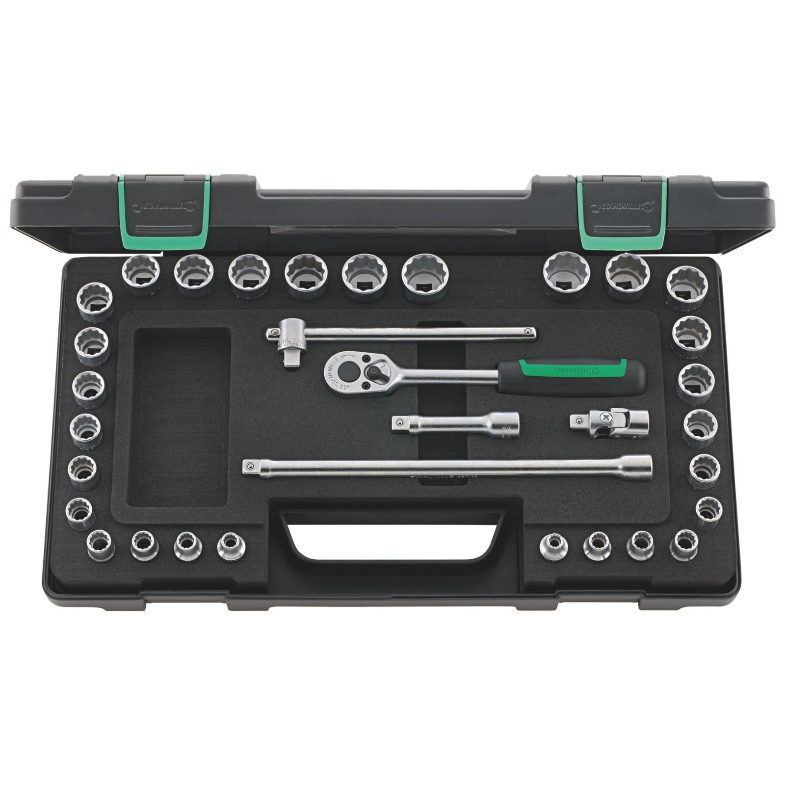 Stahlwille 96021122 45MA/28/5 3/8″ Square Drive 12 Point Socket Set Metric & SAE - Made in Germany Image