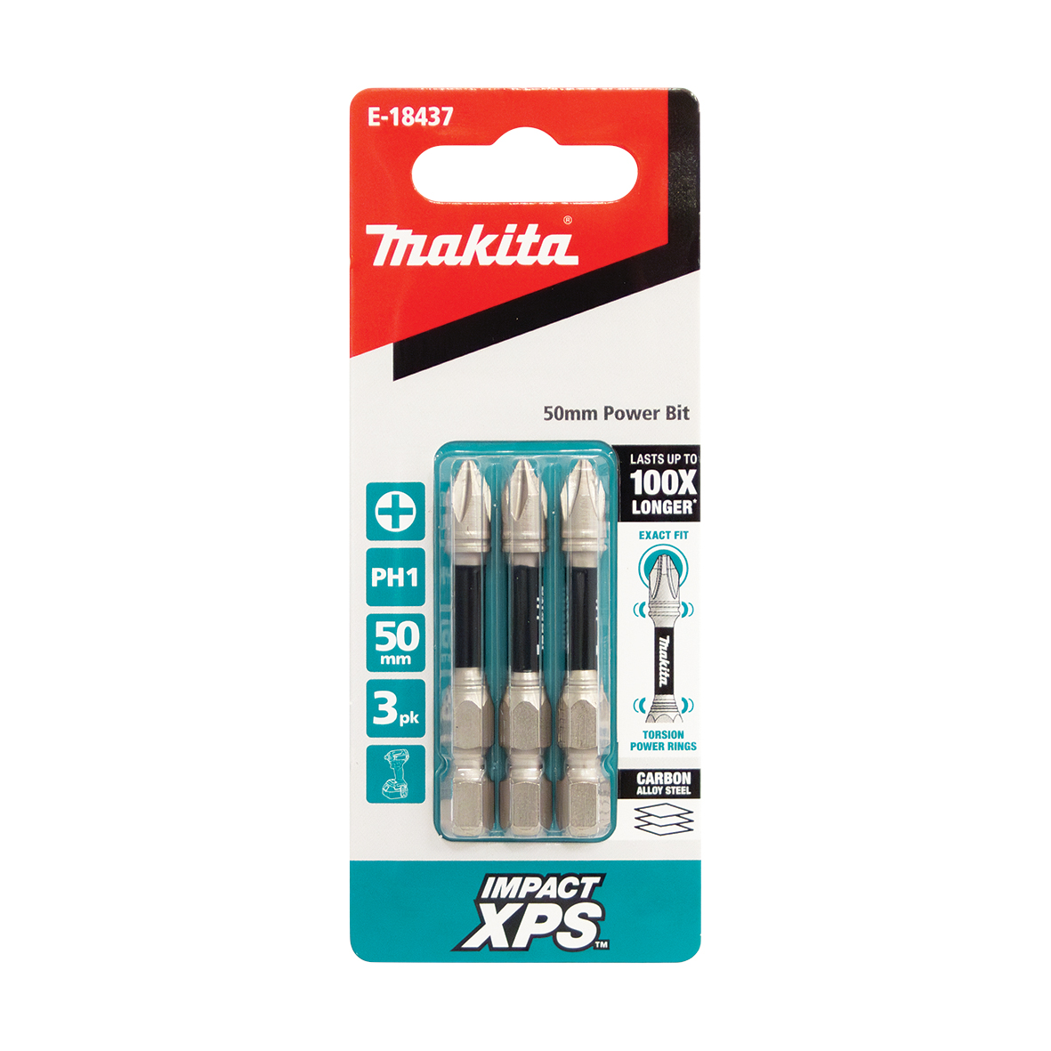 Makita E-18437 Impact XPS PH1 x 50mm Power Screwdriver Bit 3 Pack Image