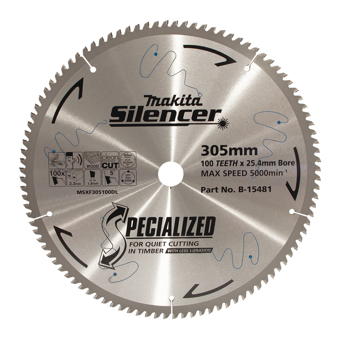 Makita B-15481 Silencer TCT Saw Blade 305mm x 25.4mm x 100T - Fine Finish Image