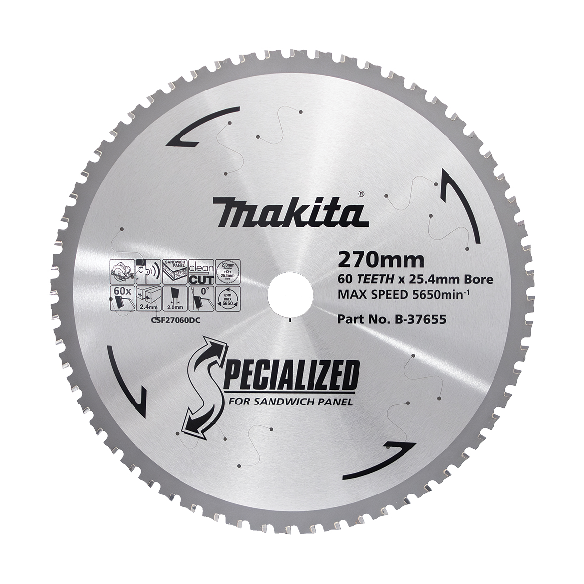 Makita B-37655 Coolroom Panel TCT Saw Blade 270mm x 25.4mm x 60T Image