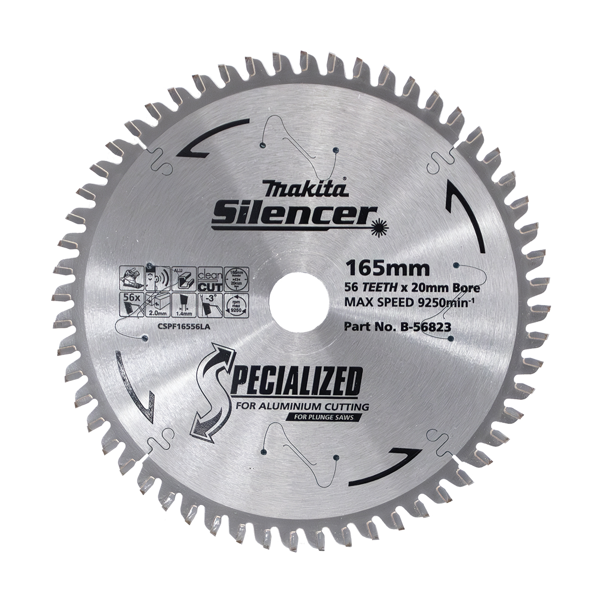 Makita B-56823 Plunge Saw TCT Saw Blade 165mm x 20mm x 56T – Aluminium Image