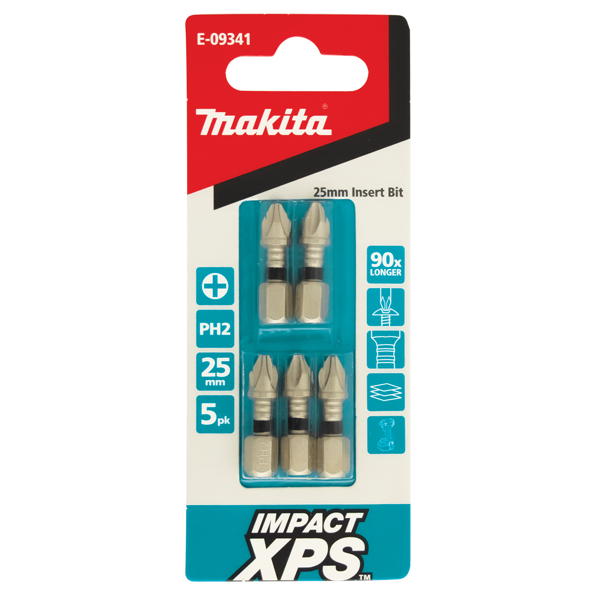 Makita E-09341 Impact XPS PH2 x 25mm Insert Screwdriver Bit 5 Pack Image