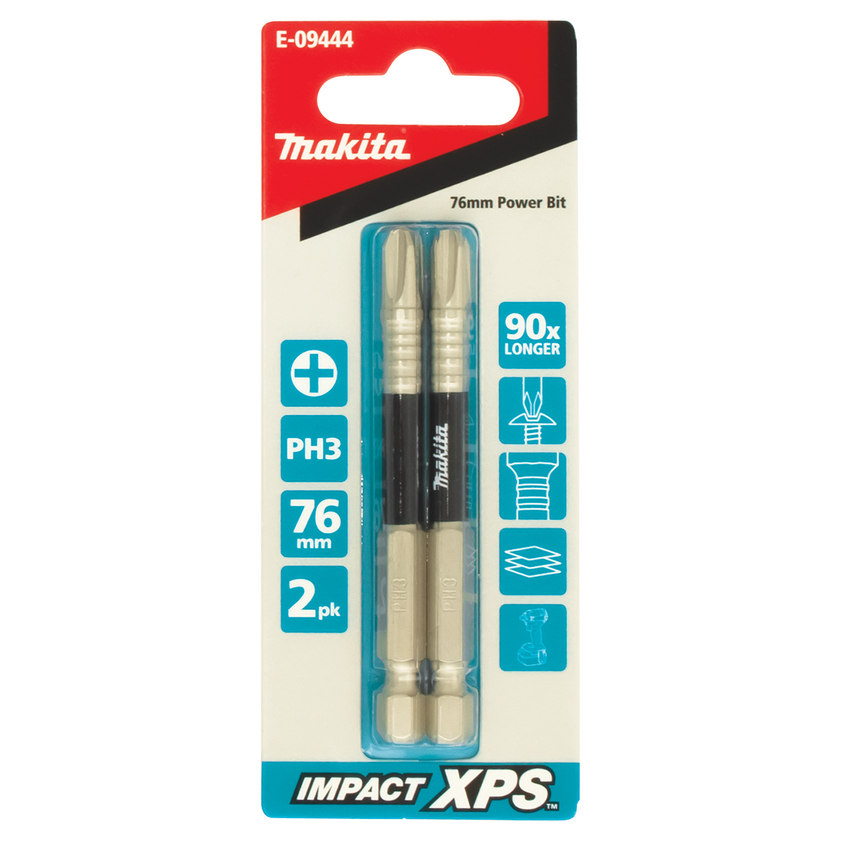 Makita E-09444 Impact XPS PH3 x 76mm Power Screwdriver Bit 2 Pack Image