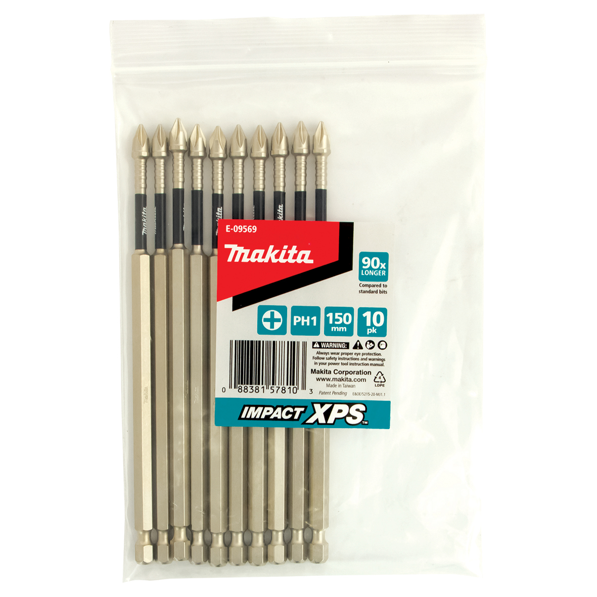 Makita E-09569 Impact XPS PH1 x 150mm Power Screwdriver Bit 10 Pack (Bulk) Image