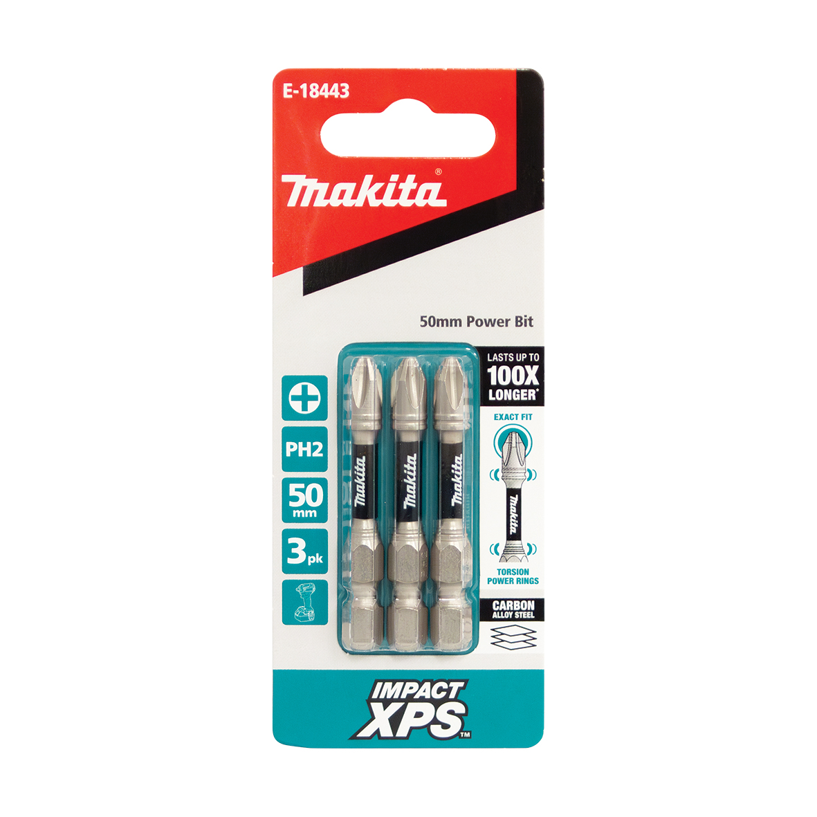 Makita E-18443 Impact XPS PH2 x 50mm Power Screwdriver Bit 3 Pack Image