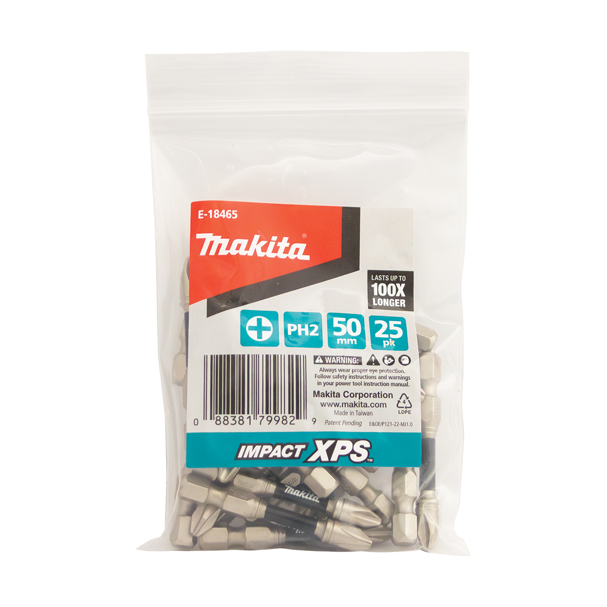 Makita E-18465 Impact XPS PH2 x 50mm Power Screwdriver Bit 25 Pack (Bulk) Image