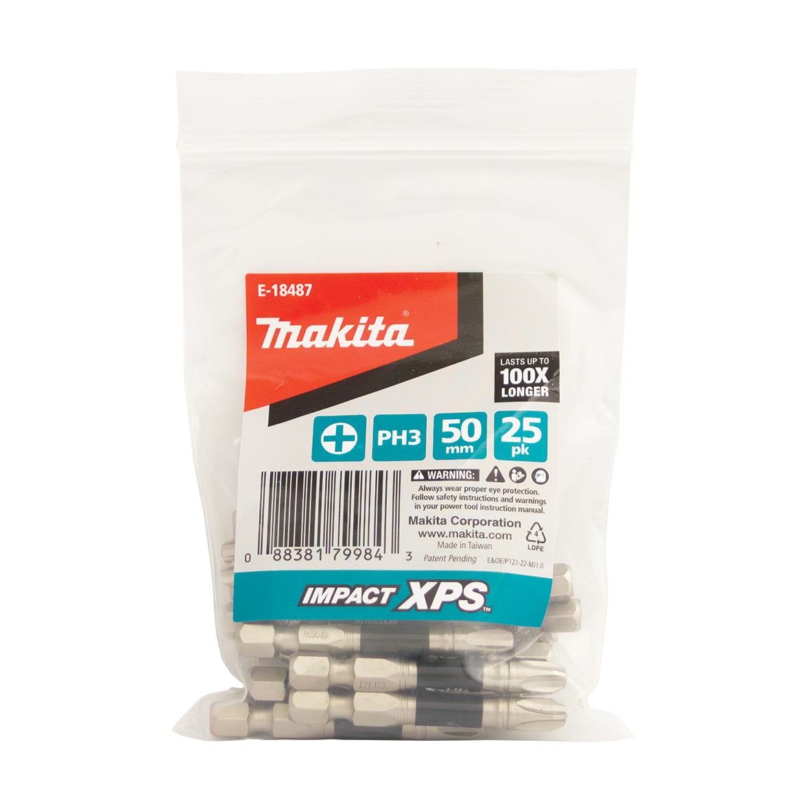 Makita E-18487 Impact XPS PH3 x 50mm Power Screwdriver Bit 25 Pack (Bulk) Image